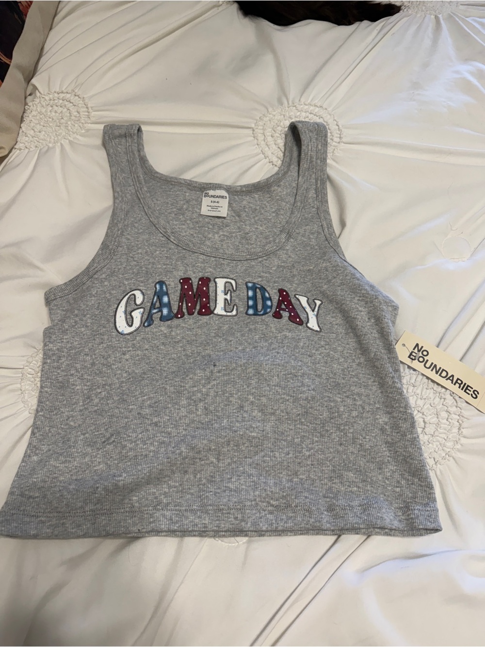 No Boundaries Grey Tank Top with GAME DAY Graphic